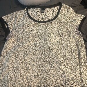 Torrid Floral Lace Blouse in Black and White